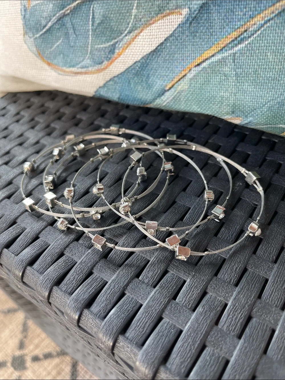 Set of 6 Silver Stackable Bracelets